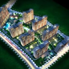 Rezidentní bytový komplex architektura budovy 3D model