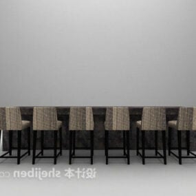 Modern Black Bar Table With Chair 3d model