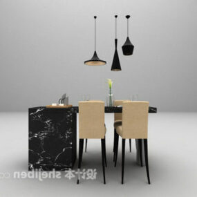 Modern Bar Table With Chair 3d model