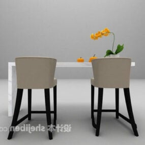 Modern Beige Bar Table Chair 3d model