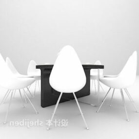Black Table With Modernism Chairs 3d model