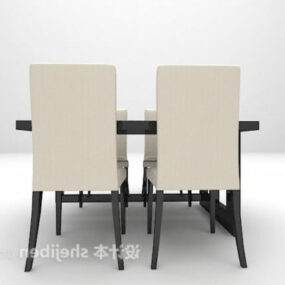 Black Dining Table 4 Chairs Set 3d model