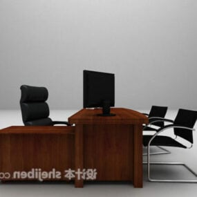 Moderni Brown Wood Reception Desk 3D-malli