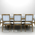 Modern brown dining table enjoys 3d model .