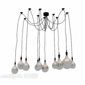 Modern Wire With Bulbs Chandelier 3d model