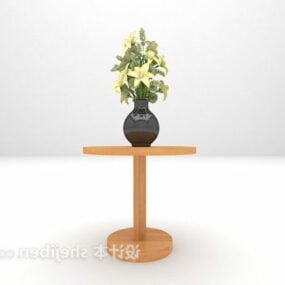 Konsol Moden Dengan Pot Bunga 3d model