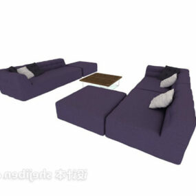 Fioletowa sofa wieloosobowa w stylu segmentowym Model 3D