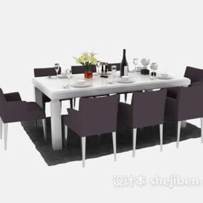 Moderní jídelna se stolem a židlemi 3d model