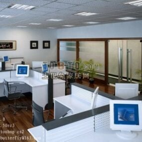 مدل سه بعدی اتاق داخلی اداری فشرده مدرن