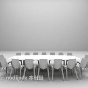 Mẫu bàn ghế hội nghị hiện đại màu trắng 3d