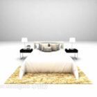 Modern double bed combination 3d model .