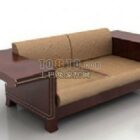 木製アーム付き木製ソファ布張りシート