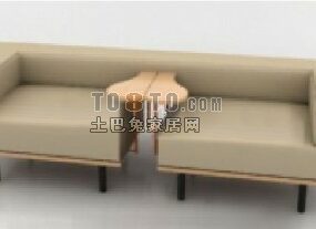 Fauteuil de canapé moderne avec bras en bois modèle 3D