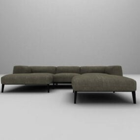 Modern Fabric Sofa Low Back 3d model