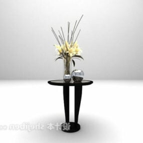 قفسه گل مدرن مدل چوب مشکی سه بعدی