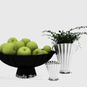 Modelo 3d decorativo de prato de frutas de maçã