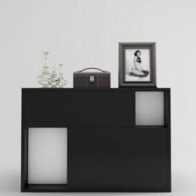 Modern Bedside Table Black Wooden 3d model