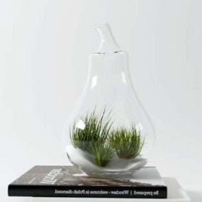 Modern Glass Vase With Plant Inside 3d model