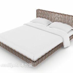 Modern Iron Bed White Mattress 3d model