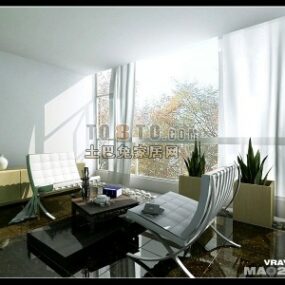 Moderne woonkamer met elegant meubilair 3D-model