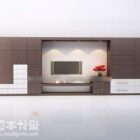 Modern minimalist TV background wall 3d model .