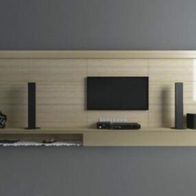 Modern Minimalist Wood Tv Wall 3d model