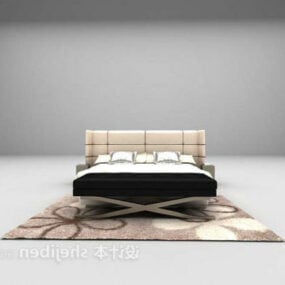 Nowoczesne minimalistyczne łóżko z dywanem Model 3D