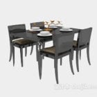 Modern minimalist black transparent dining table library free 3d model .