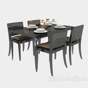 Modern Minimalist Black Dining Table 3d model