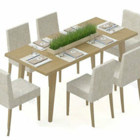 میز ناهار خوری و صندلی ناهارخوری مینیمالیست مدل سه بعدی