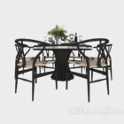 Moderne houten ronde eettafel stoelen set