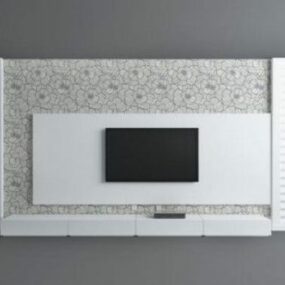 ミニマリストの白いテレビの壁の装飾的な3Dモデル