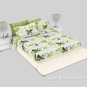 Single Bed With Wrinkled Blanket 3d model