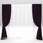 Modern purple curtain 3d model .
