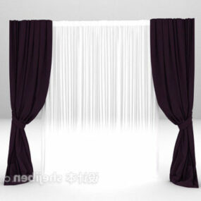 Modern Purple White Curtain 3d model