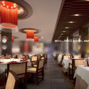 Chinese Restaurant Modern Interior Scene 3d model
