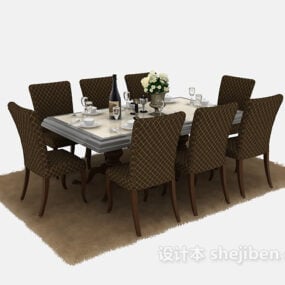 简单漂亮的餐桌椅套装3d模型