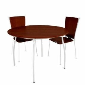 Modernisme massivt tre bord og stol 3d-modell