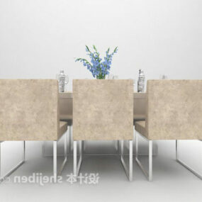 现代不锈钢餐桌椅3d模型