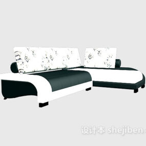 Nowoczesna sofa segmentowa z białej skóry Model 3D