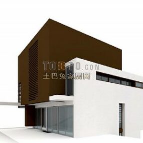 Modelo 3d de casa moderna com dois andares