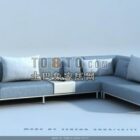 Niebieska, nowoczesna sofa narożna w kształcie litery L z poduszką