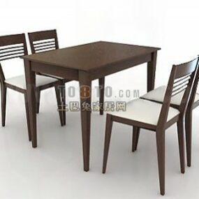 Сучасний дерев'яний обідній стіл і стілець V1 3d модель