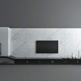 モダンなスタイルの白いテレビの壁3Dモデル