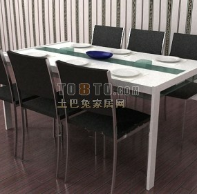 Modern Style Dining Table With Chair 3d model