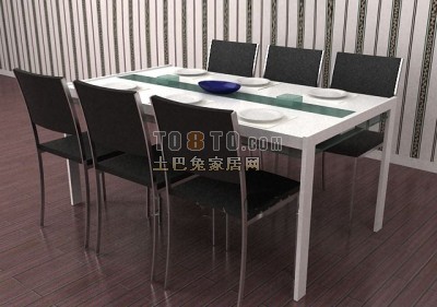 Mesa de comedor de estilo moderno con silla modelo 3d