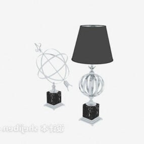 现代台灯与地球仪装饰品3d模型
