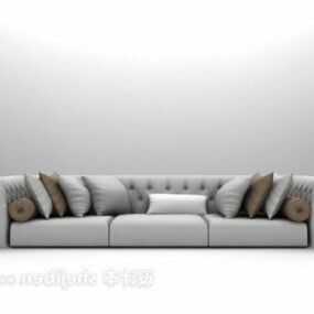 Modern Three Person Sofa With Pillows 3d model