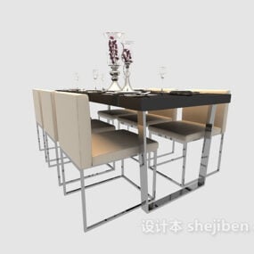 Modern Dining Table Chairs 3d model