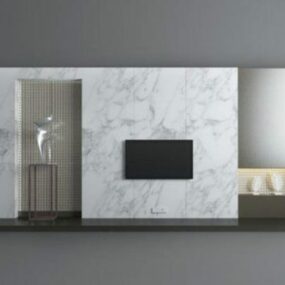 Modern White Marble Tv Wall 3d model